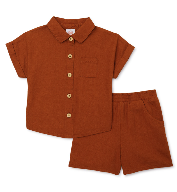 Wonder Nation Toddler Girls Elevated Shirt and Shorts Set