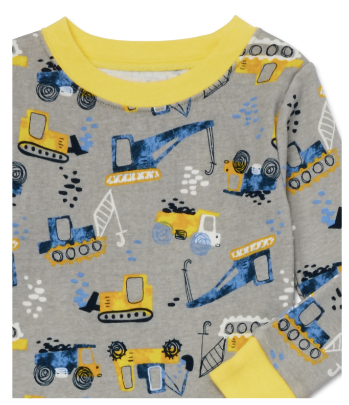 Wonder Nation Toddler Cotton Long Sleeve Sleep Tee and Pants Pajama Set, 2-Piece