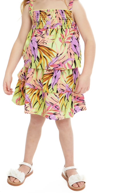 Wonder Nation Toddler Girl Smocked Sleeveless Top and Skirt Set, 2-Piece