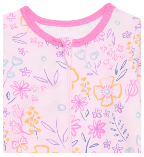 Wonder Nation Baby Girls Zip Front Footed Pajamas