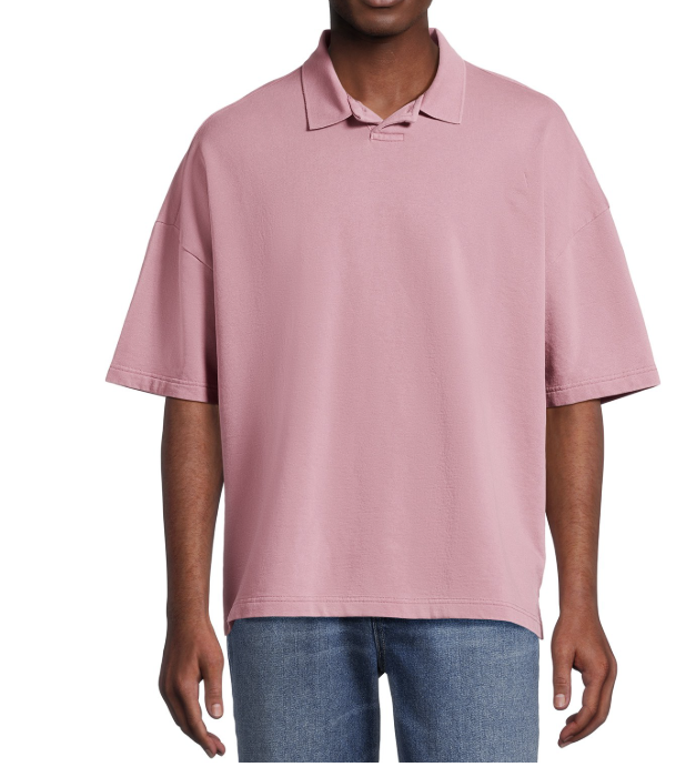 No Boundaries Mens & Big Mens Oversize French Terry Pink Polo Shirt