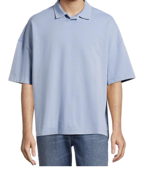 No Boundaries Mens & Big Mens Oversize French Terry Blue Polo Shirt