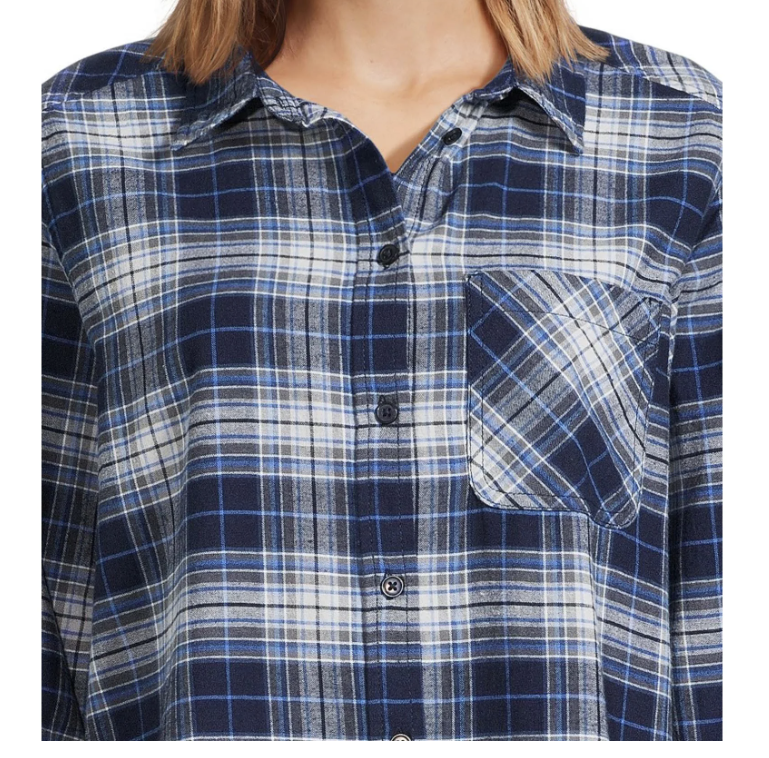 Time and Tru Women's Button Down Flannel Shirt with Long Sleeves