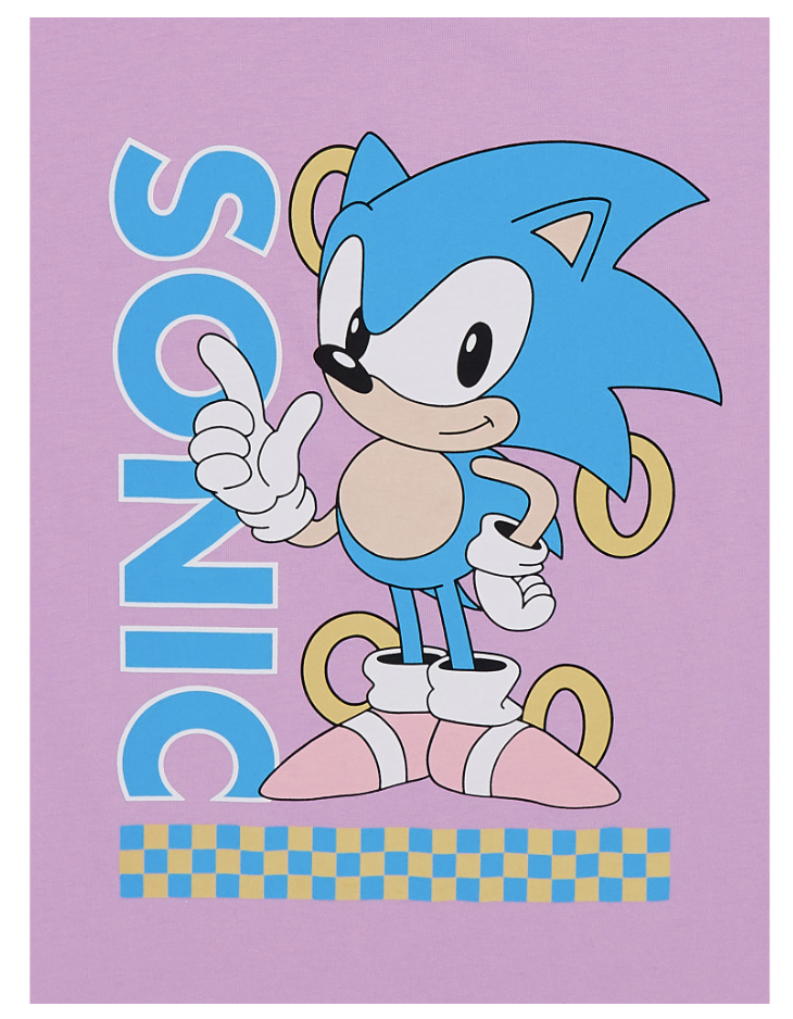 SEGA Girls Sonic The Hedgehog, Crew Neck, Short Sleeve, Purple Graphic T-Shirt