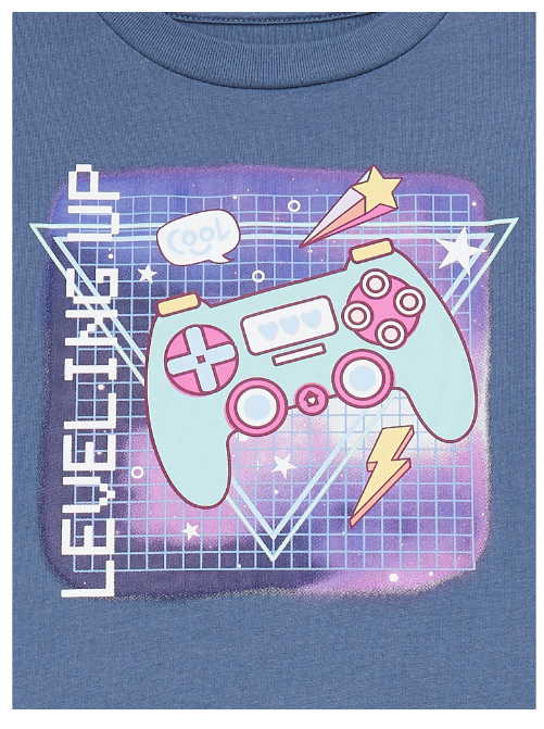 Wonder Nation Girls Gamer Graphic Jersey Top, 7/8 M
