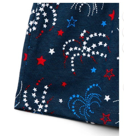 Wonder Nation Girls Americana Printed Firework Shorts 7/8 M