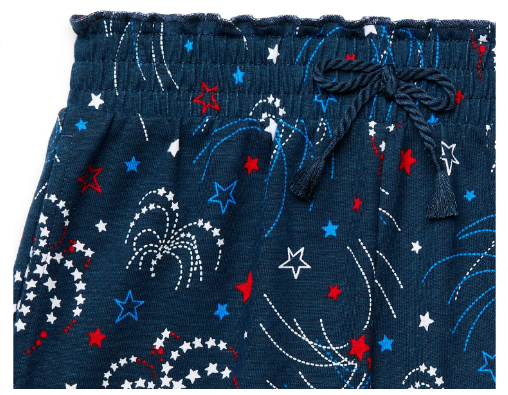 Wonder Nation Girls Americana Printed Firework Shorts 7/8 M