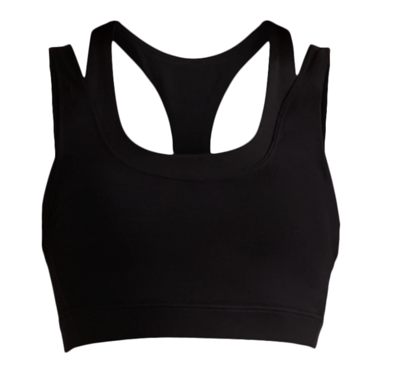 Avia Women's and Women's Plus Double Layer Mesh Sports Bra-Black