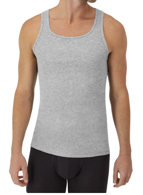 Hanes Men's Tank Top Undershirt, Moisture-Wicking, Cotton Ribbed Tanks, Black/Grey, 2-Pack