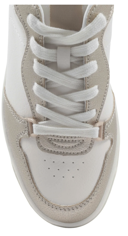 No Boundaries Women's Lace Up Court Sneakers- Gold/White