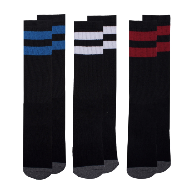 Athletic Works Boys Crew Socks, 3 Pack- Black