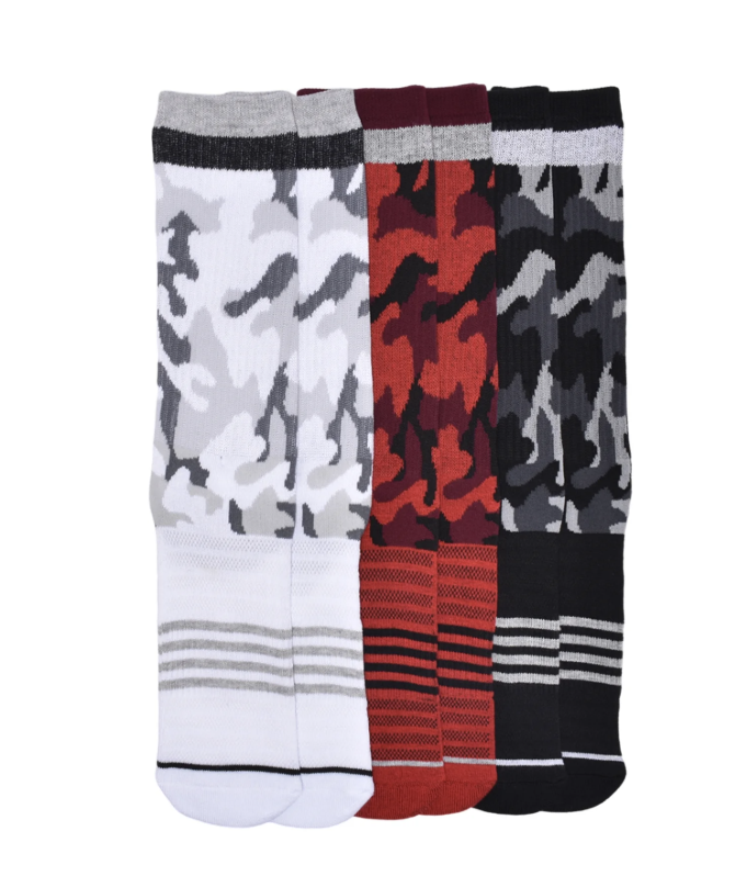 Athletic Works Boys Printed Crew Socks, 3-Pack