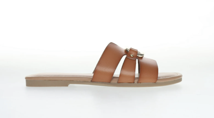 Time and Tru Women's Hardware Slide Sandal- Brown