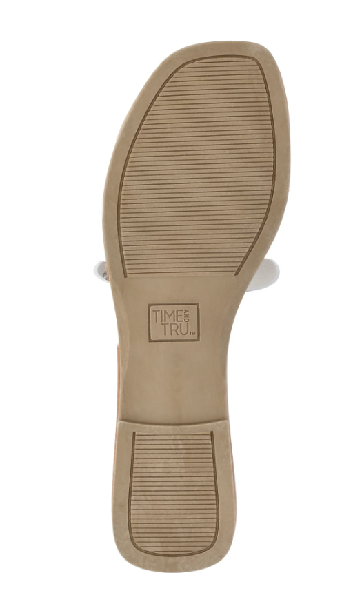 Time and Tru Women's Hardware Slide Sandal- White