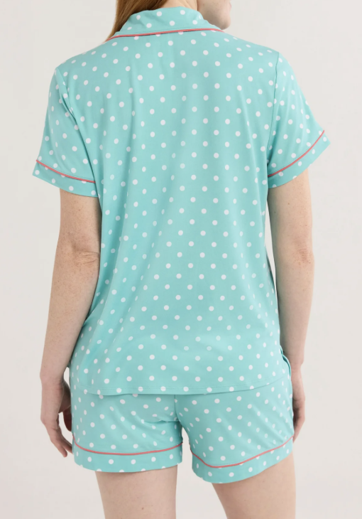 Dreamy Soft Collection Notch Collar Top and Shorts Polka Dot Pajama Set