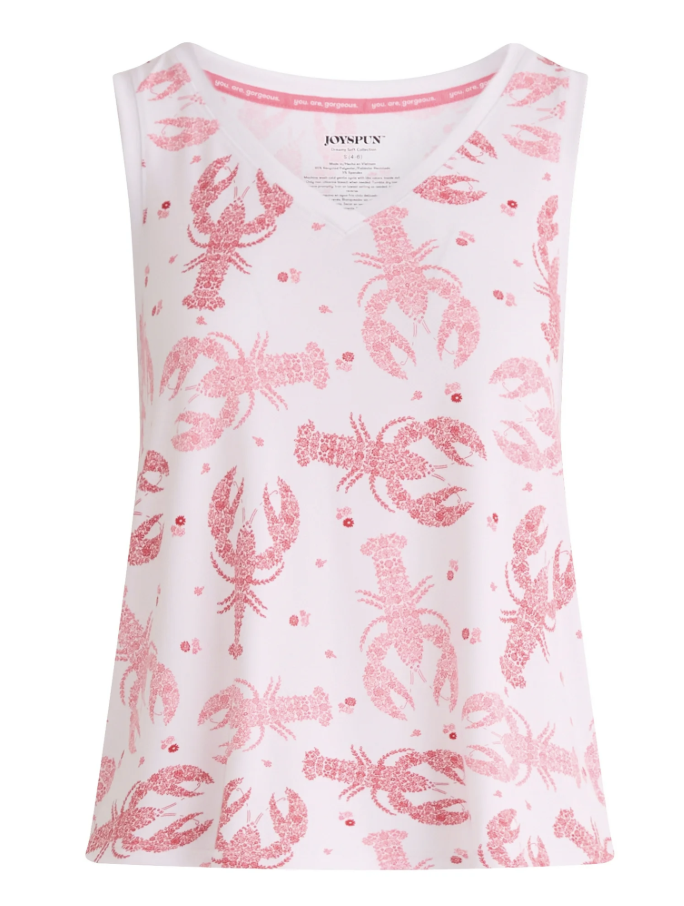 Women's Lobster Printed Tank Top and Shorts Pajama Set, 2-Piece