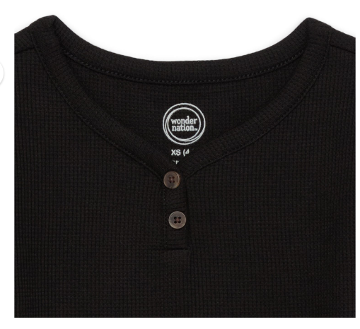 Wonder Nation Girls Long-Sleeve Henley Tee, 4/5 XS