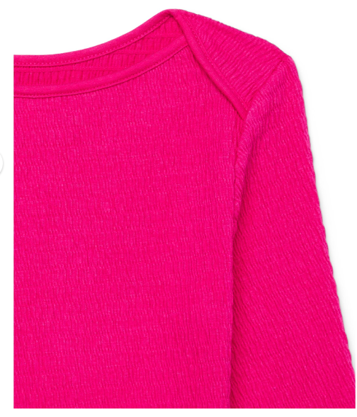 Wonder Nation Girls Long-Sleeve Pucker Knit Top, 7/8 M