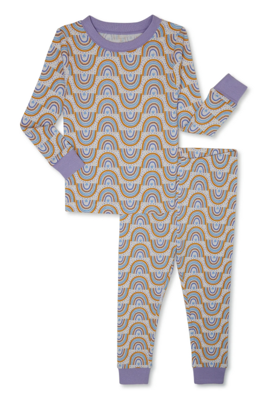 Wonder Nation Toddler Cotton Long Sleeve Sleep Tee and Pants Pajama Set, 2-Piece