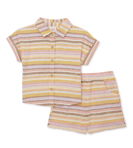 Wonder Nation Toddler Girls Elevated Shirt and Shorts Set