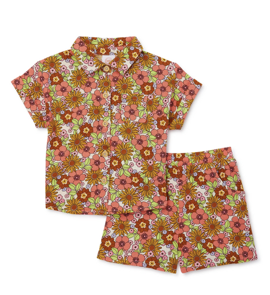 Wonder Nation Toddler Girls Elevated Shirt and Shorts Set