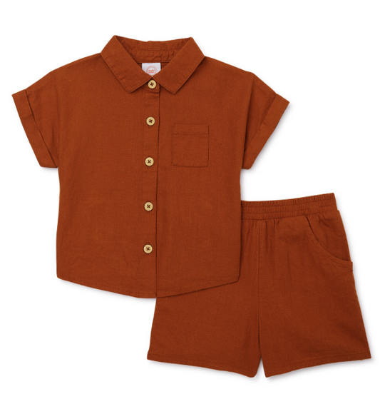 Wonder Nation Toddler Girls Elevated Shirt and Shorts Set