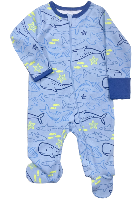 Wonder Nation Baby Gender Neutral Zip Front Footed Sleep N Play Pajamas