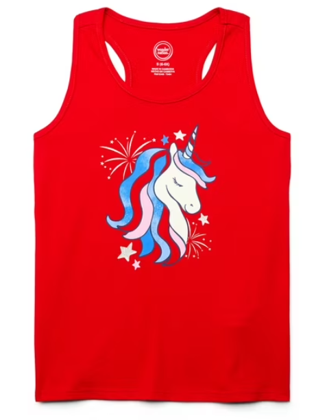 Americana Unicorn Girls Graphic Tank Top