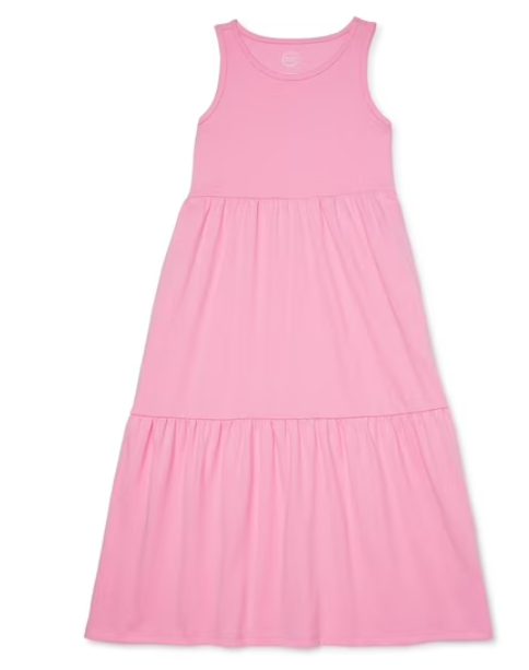 Wonder Nation Girls Tiered Midi Tank Dress