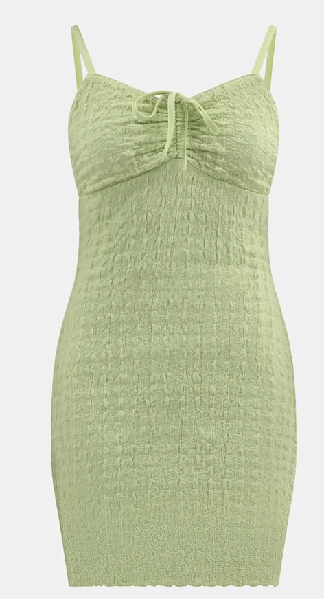 No Boundaries Green Cami Ruched Neck Mini Dress