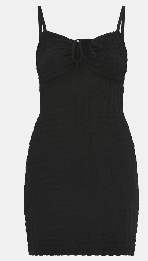 No Boundaries Black Cami Ruched Neck Mini Dress
