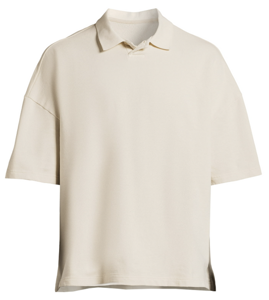 No Boundaries Mens & Big Mens Oversize French Terry Cream Polo Shirt