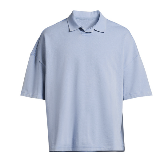 No Boundaries Mens & Big Mens Oversize French Terry Blue Polo Shirt