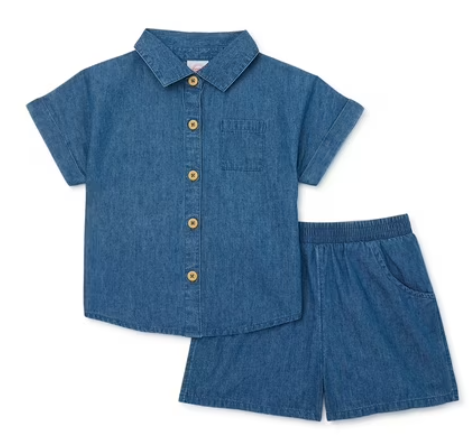 Wonder Nation Toddler Girls Elevated Shirt and Shorts Set 12M