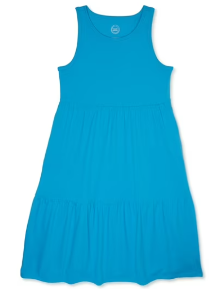 Wonder Nation Girls Tiered Midi Tank Dress