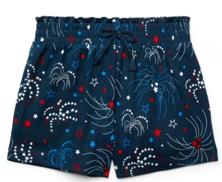 Wonder Nation Girls Americana Printed Firework Shorts 7/8 M