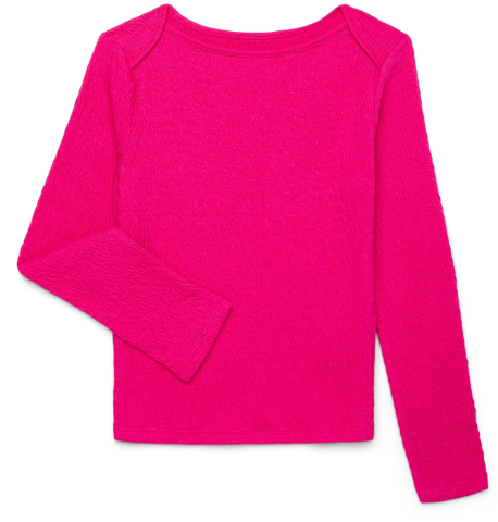 Wonder Nation Girls Long-Sleeve Pucker Knit Top, 7/8 M