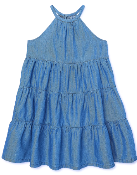 Wonder Nation Girls’ Denim Tiered Halter Dress