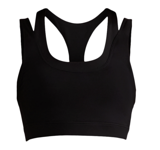 Avia Women's and Women's Plus Double Layer Mesh Sports Bra-Black