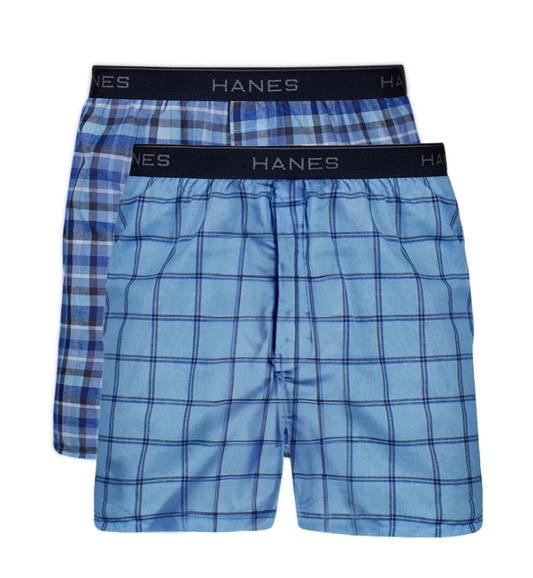 Hanes Men's Boxer Underwear, Exposed Waistband, Moisture-Wicking Boxers, 2-Pack