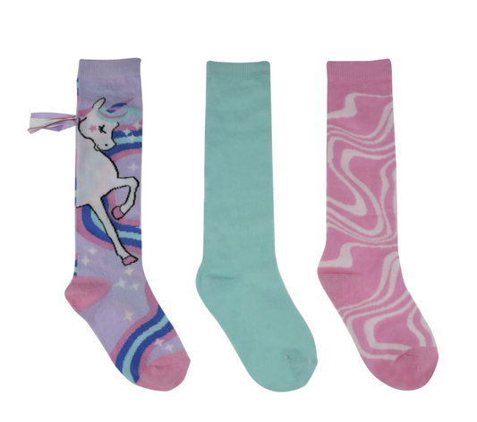 Wonder Nation Girls Knee High Fashion Socks, 3-Pack- Unicorn