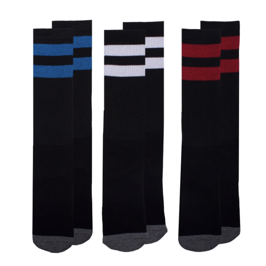 Athletic Works Boys Crew Socks, 3 Pack- Black