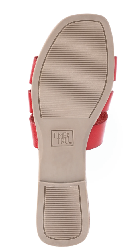 Time and Tru Women's Hardware Slide Sandal- Red