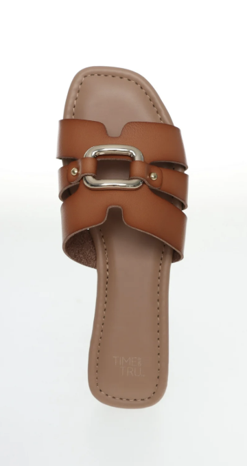 Time and Tru Women's Hardware Slide Sandal- Brown