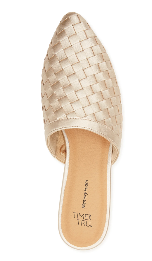 Time and Tru Women's Woven Slip On Mules