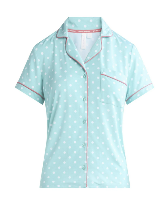 Dreamy Soft Collection Notch Collar Top and Shorts Polka Dot Pajama Set