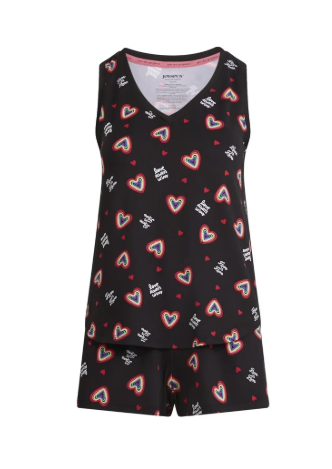 Women's Printed Tank Top and Shorts Pajama Set, 2-Piece