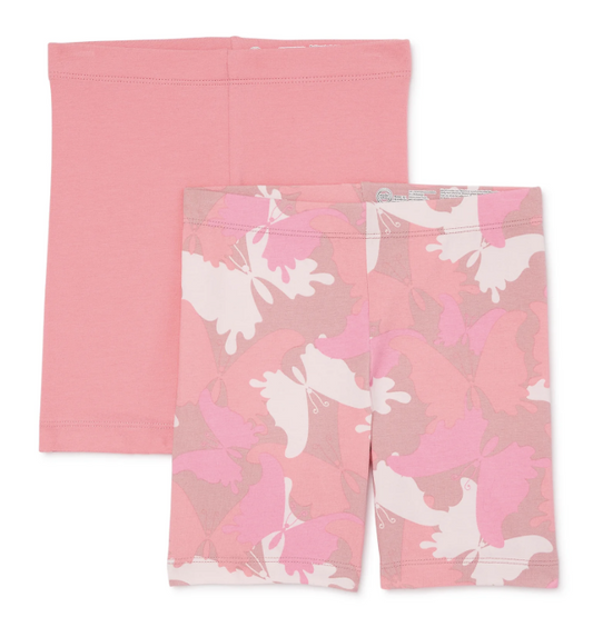 Pink/Butterfly Girls Bike Shorts, 2-Pack