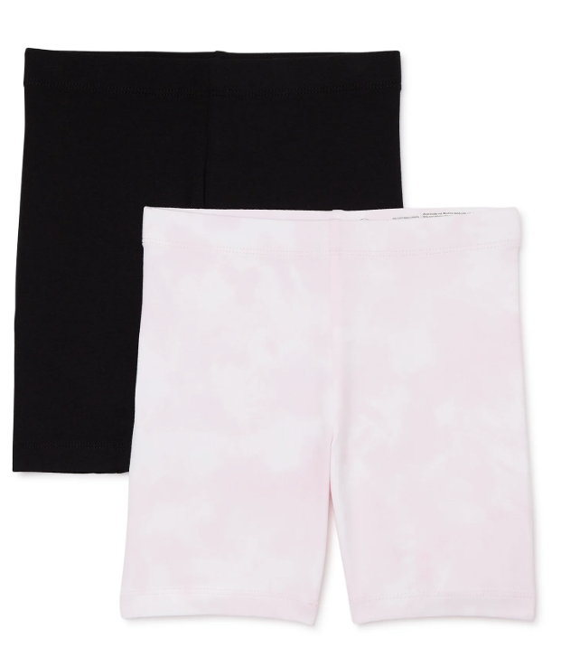 Black/White Girls Bike Shorts, 2-Pack