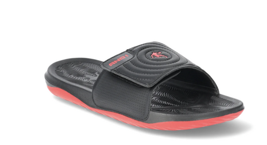 AND1 Men’s Athletic Adjustable Swirl Slide Sandals- BLACK/RED